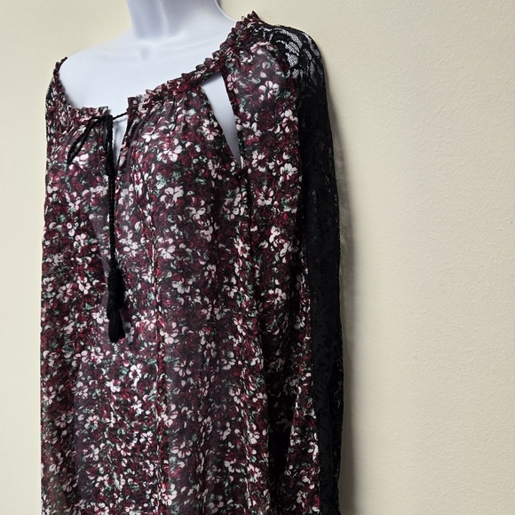 Jessica Simpson Lorette Floral peasant blouse Raspberry Radiance L - Picture 6 of 10
